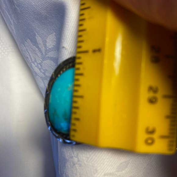 Navajo Signed Vintage 3 Stone Kingman Turquoise & Sterling Silver Bracelet Rare - Picture 9 of 12